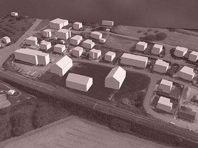 3D-Modell mit bestehender und geplanter Bebauung