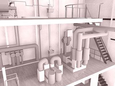 3D-Gebäudemodell mit Gebäudetechnik