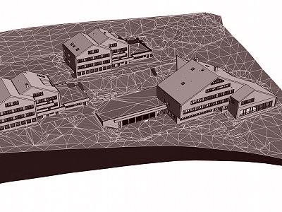 Gesamtmodell der drei Aussenhüllen inklusive Geländeaufnahmen