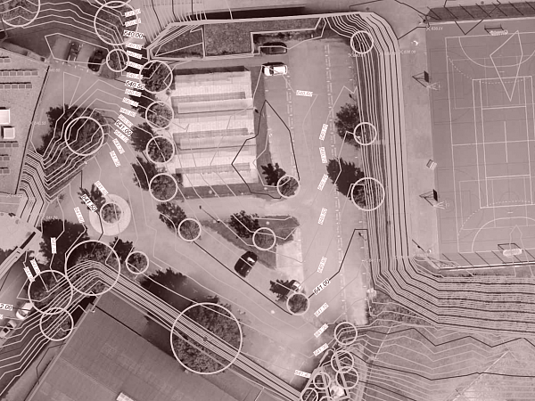 Orthophoto überlagert mit 10cm Höhenkurven aus erzeugtem digitalem Geländemodell