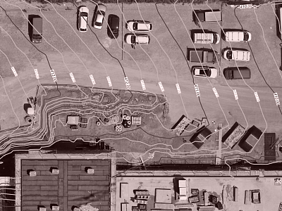 Orthophoto überlagert mit 25cm Höhenkurven aus erzeugtem digitalem Geländemodell