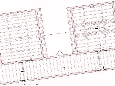 Grundriss EG der Zellenhäuschen mit komplexer Balkenlage (Planansicht)