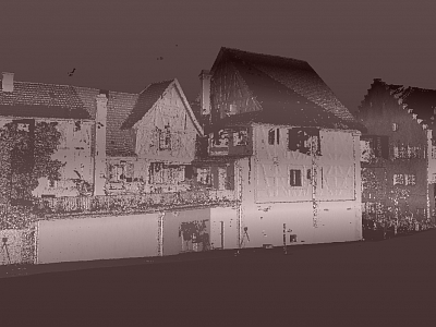 Gesamtpunktwolke nach Höhenwerten eingefärbt