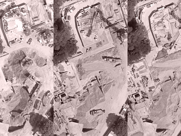 Identischer Orthophoto-Ausschnitt zu unterschiedlichen Befliegungszeitpunkten (von links nach rechts)