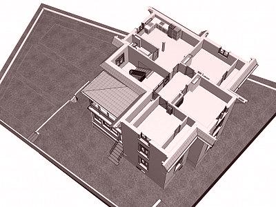 Einblick in das 2. Obergeschoss des 3D-Modelles